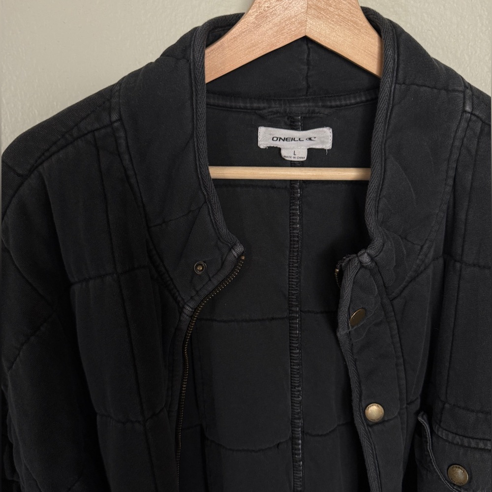O'Neill Black Quilted Snap-Front Jacket